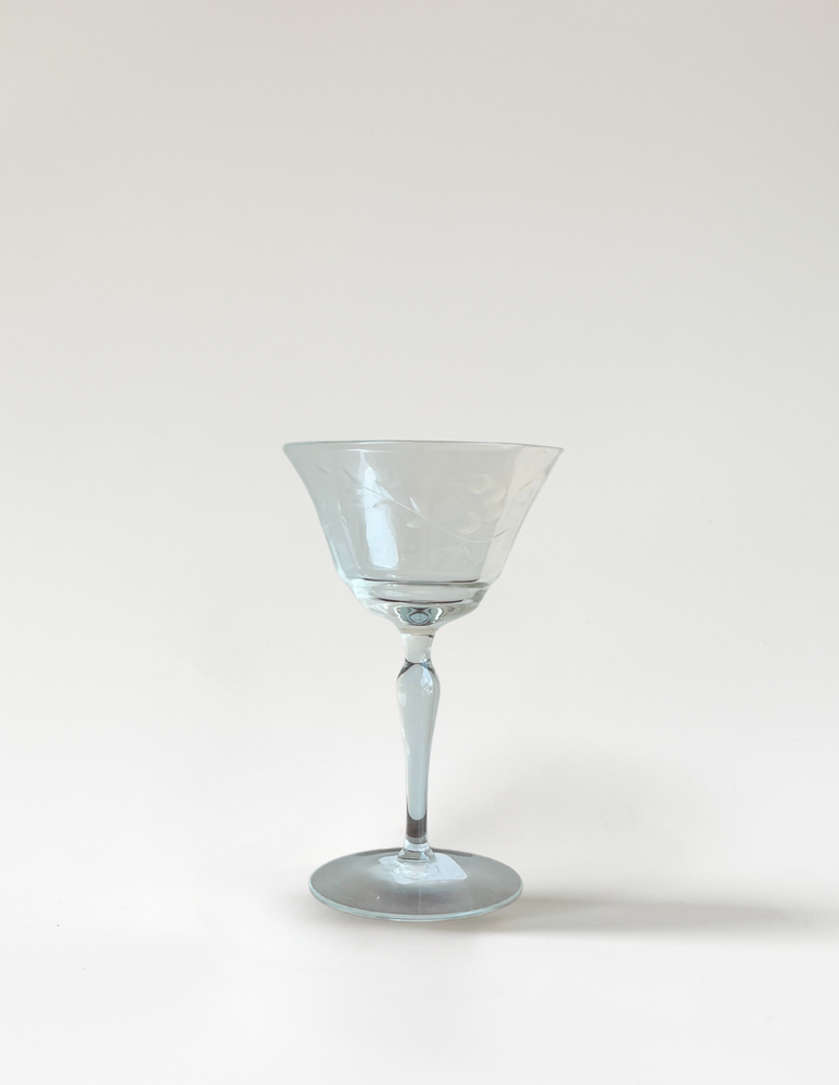 Vintage Etched Large Cocktail Glasses