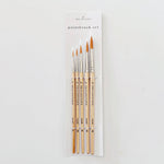 Watercolor Paintbrush Set of Five Wood Brushes by Emily Lex Studio