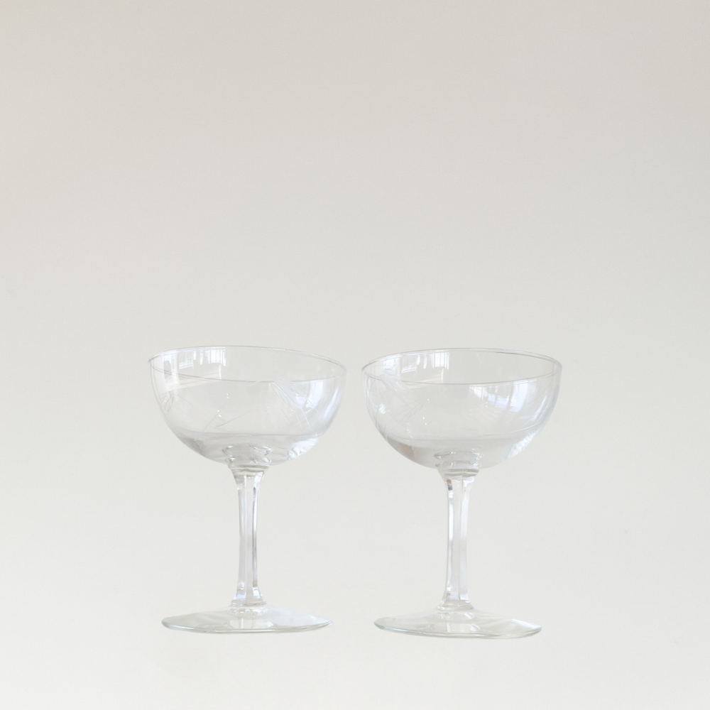 Vintage Etched Coupe Glasses