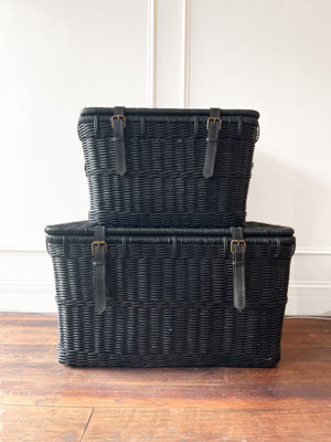 
            
                Load image into Gallery viewer, Vintage Black Storage Basket
            
        