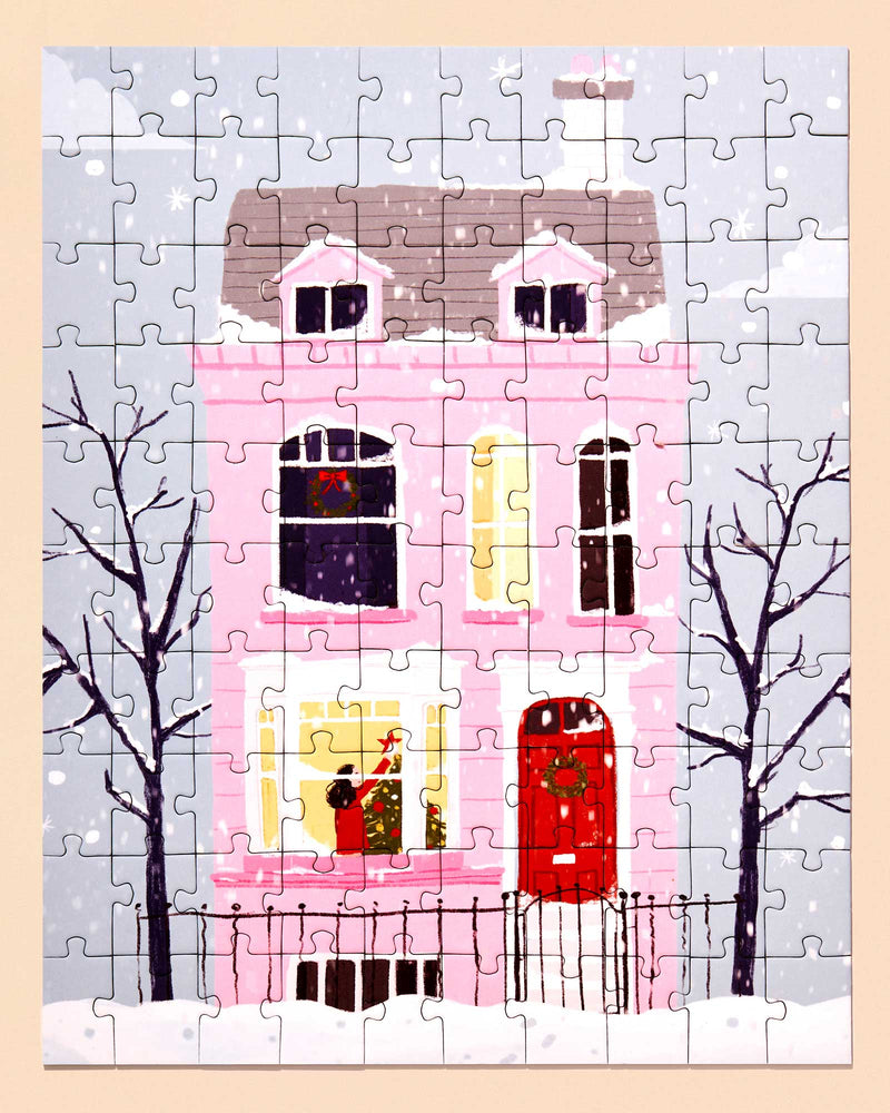 Christmas Pink House | 100 Piece Puzzle