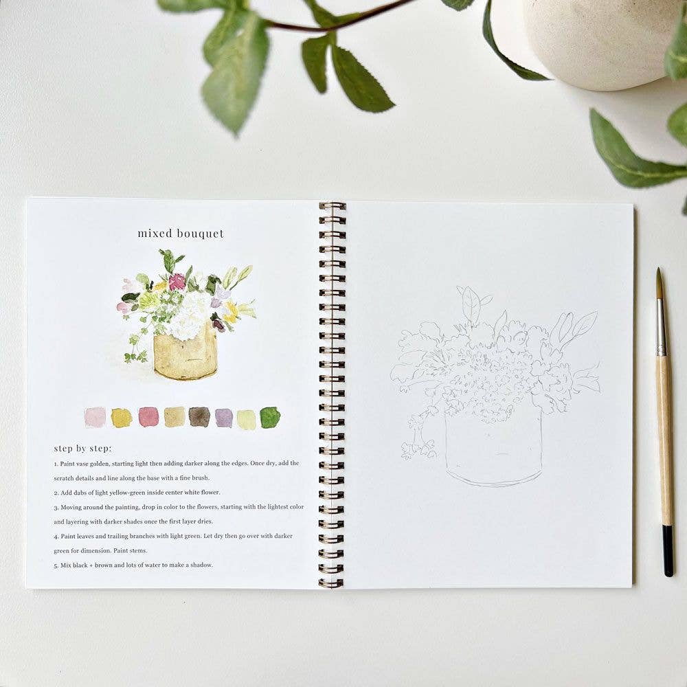 Bouquets Watercolor Workbook by Emily Lex Studio