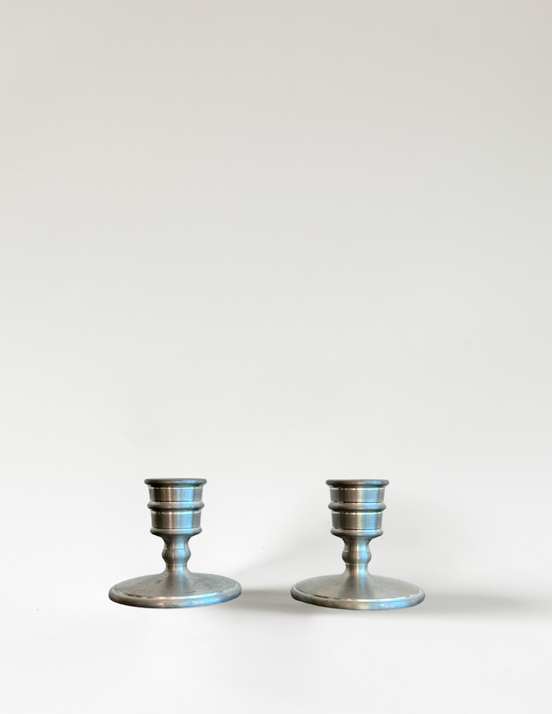 Pair of Vintage Small Pewter Taper Candle Holders