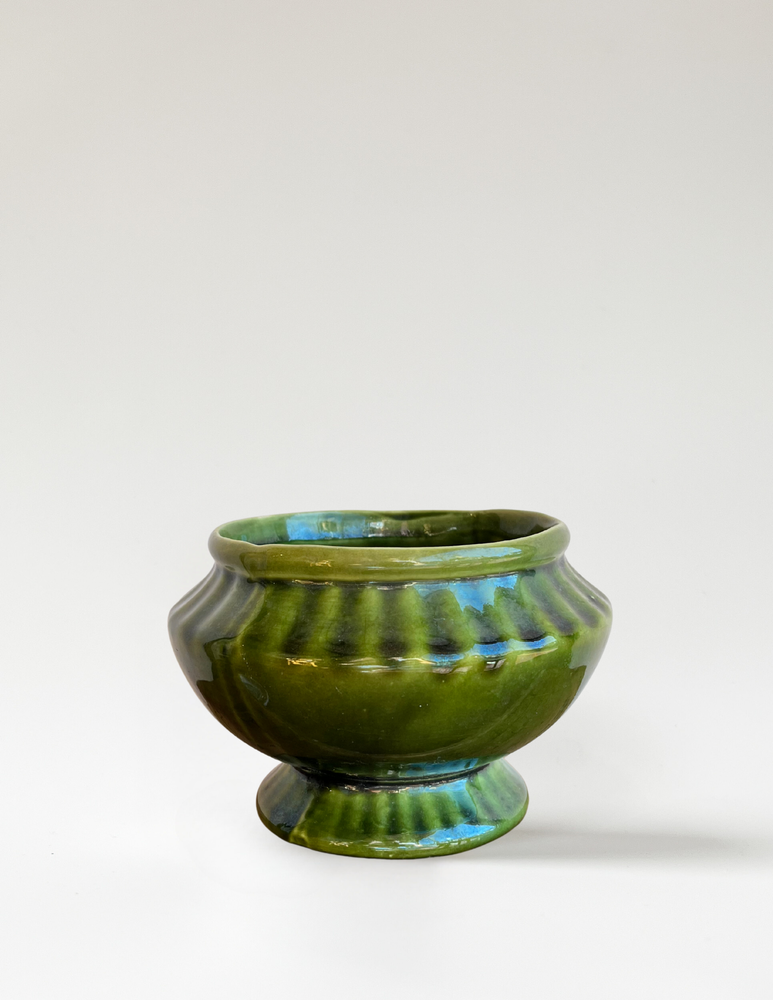 Vintage Green Wide Vase