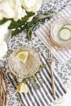 Keepsake Linen Cocktail Napkin | Olive Stripe