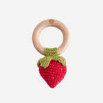 Cotton Crochet Rattle/Teether | Strawberry