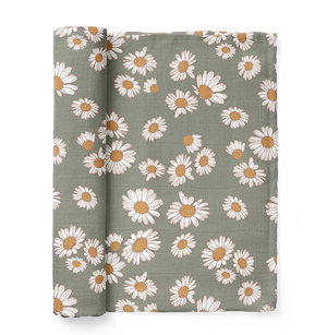 Daisy Swaddle Baby Blanket | Sage Green