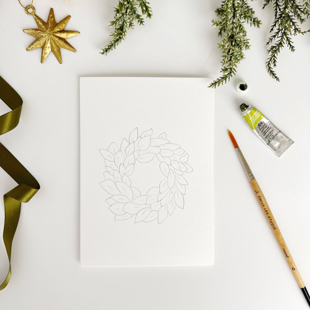 Wreaths Paintable Notecards by Emily Lex Studio