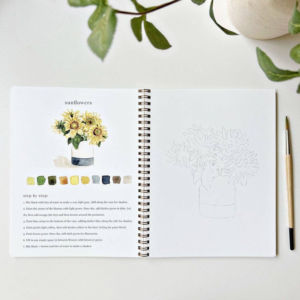 Bouquets Watercolor Workbook by Emily Lex Studio