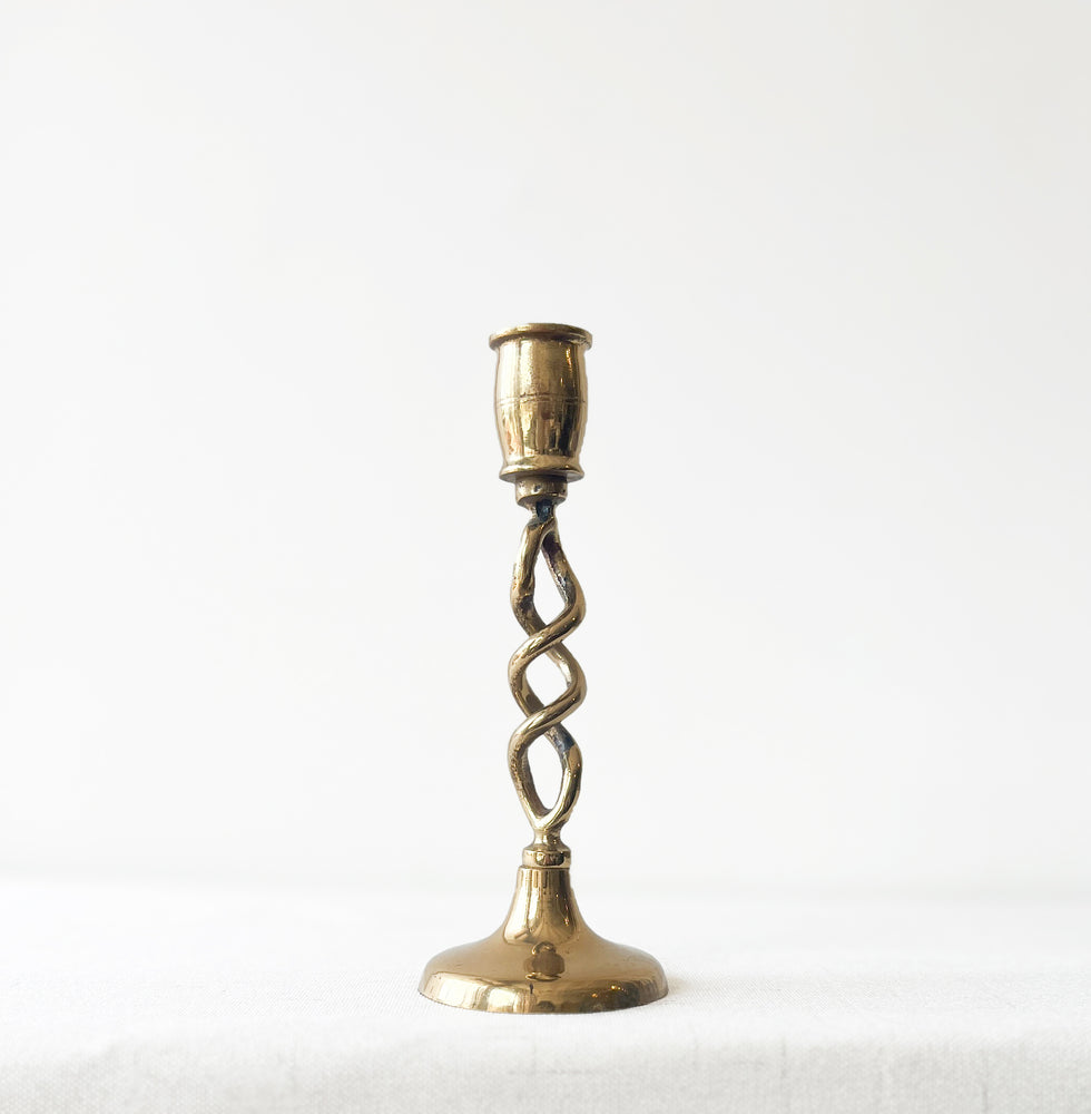 Vintage Brass Spiral Candlestick
