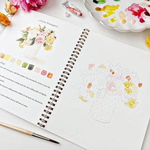 Bouquets Watercolor Workbook by Emily Lex Studio