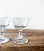 Vintage Etched Coupe Cocktail / Champagne Glasses