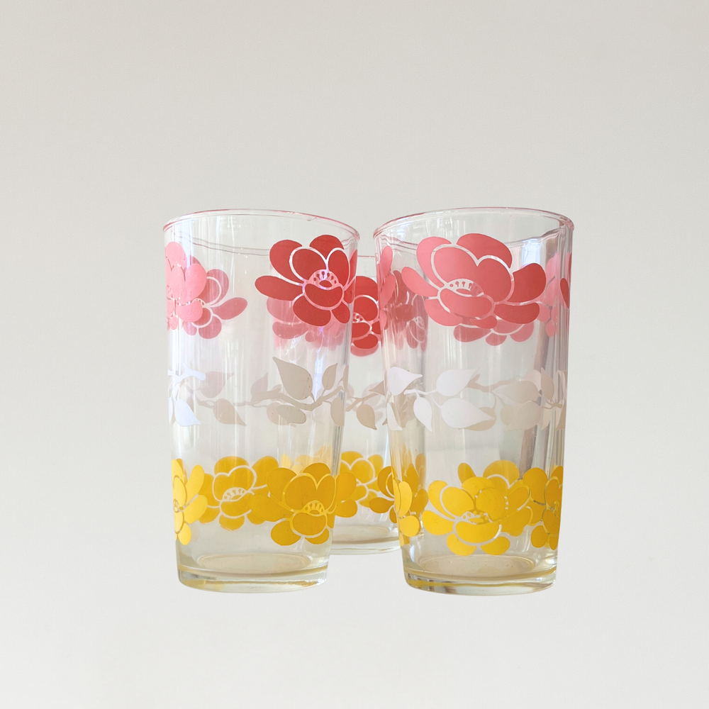 Vintage Floral Juice Glasses