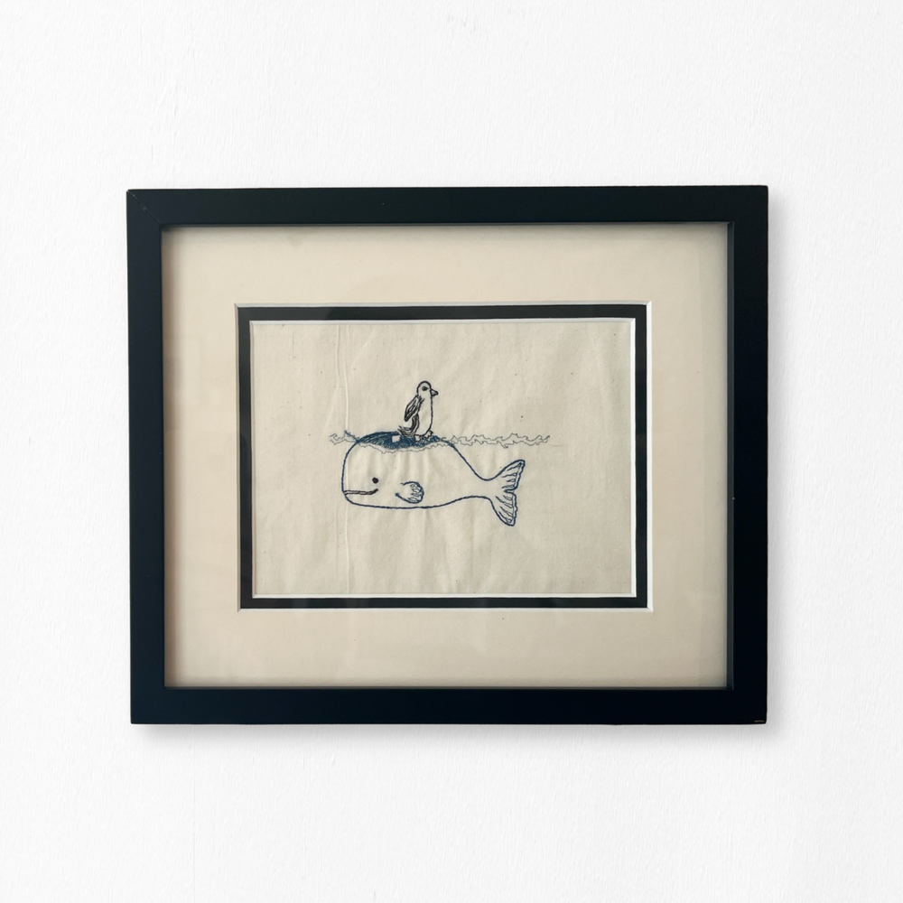 Vintage Whale Embroidery Art