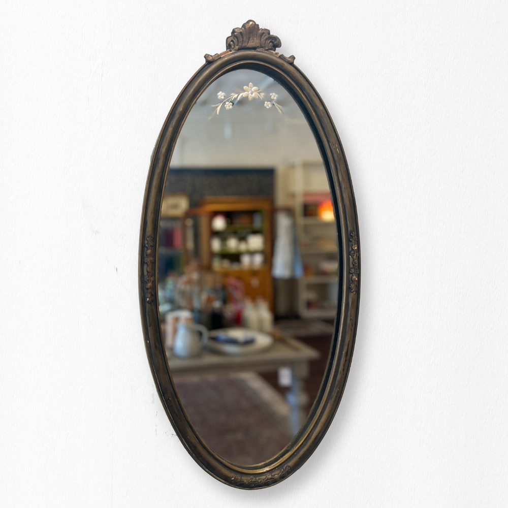 Vintage Oval Etched Mirror | Store Pickup Only