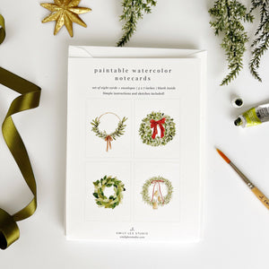 Wreaths Paintable Notecards by Emily Lex Studio