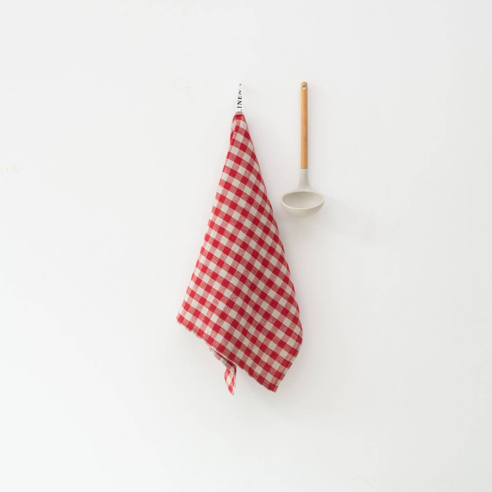 Linen Kitchen Towel in Red Gingham