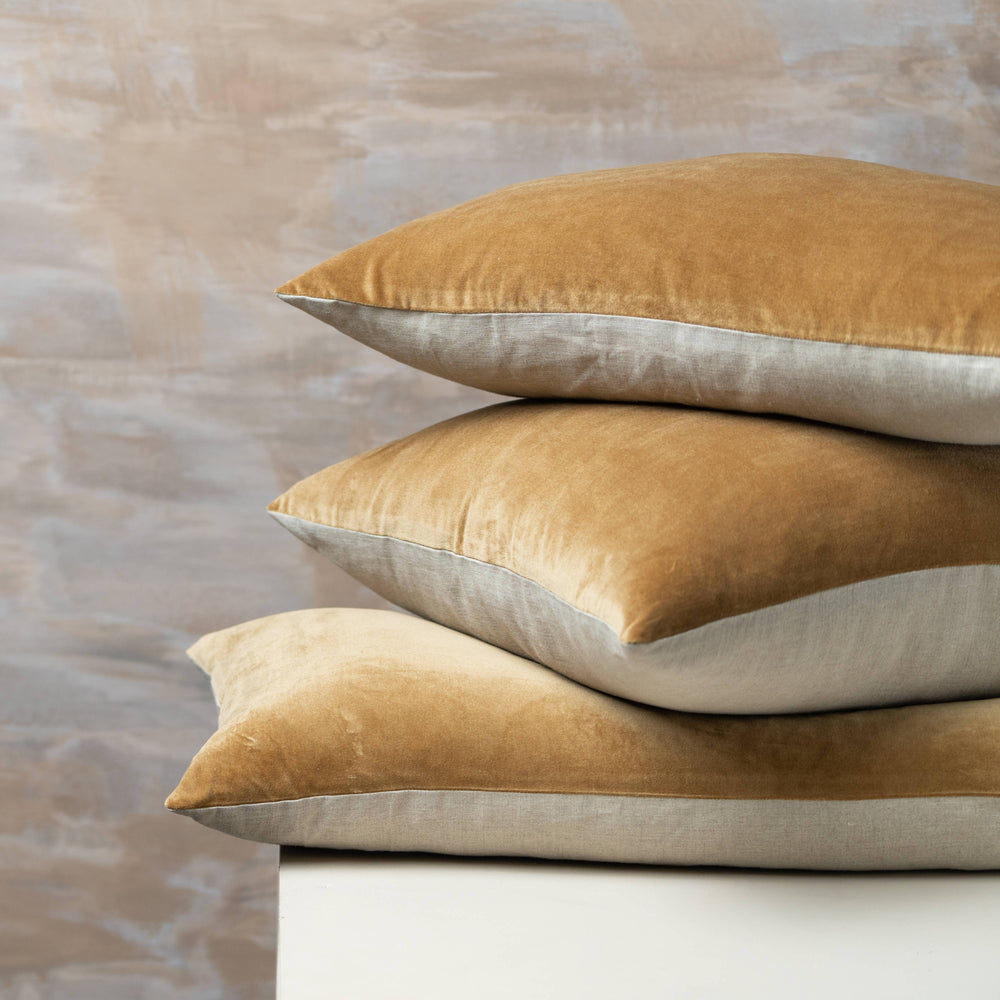 Linen/Velvet Square Pillow Cover | Nutmeg