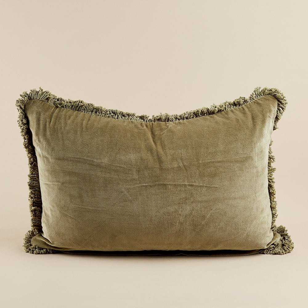 Velvet Lumbar Pillow Cover | Olive