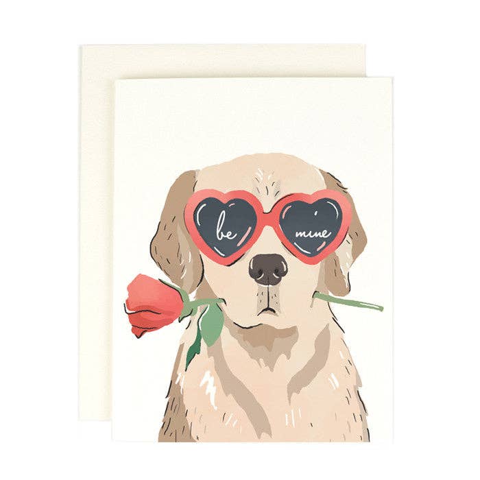 Be Mine Heart Glasses Pup Card