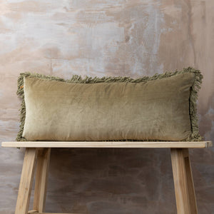 
            
                Load image into Gallery viewer, Velvet Bolster Cushion Cover | Olive
            
        