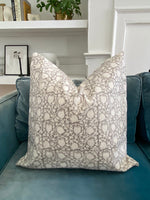 Grey Floral Block Print 23 x 11  Lumbar Pillow Cover by wldwst