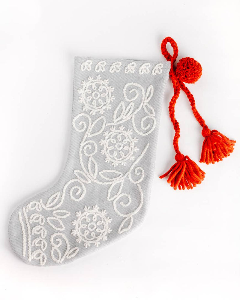 Embroidered Wool Christmas Stocking