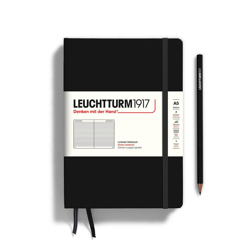 LEUCHTTURM1917 - Notebook - Medium (A5): Ruled / Hardcover / Black